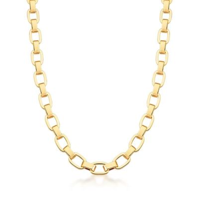 Colar com Elos retangulares lisos banhado em ouro 18k