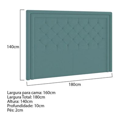 Cabeceira Queen Estocolmo P04 160 Cm Suede Turquesa Tca 946