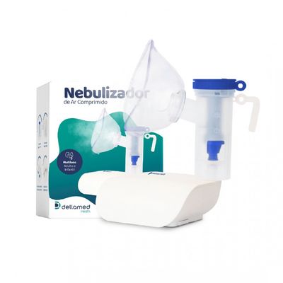 Nebulizador Inalador de Ar Comprimido Adulto e Infantil Dellamed Branco / Bivolt