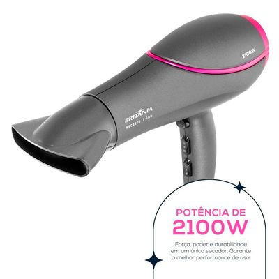 Secador de Cabelos Britânia BSC2200 2100W Cinza e Rosa - Bivolt