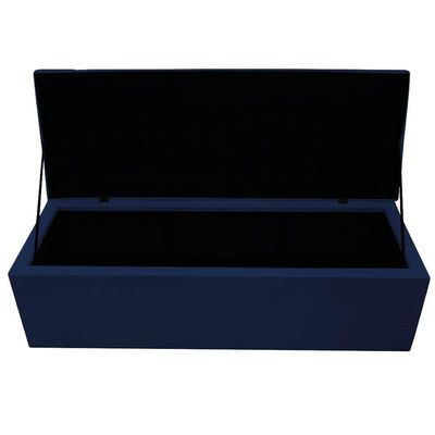 Calçadeira Baú Estofada 140cm Casal Azul Adj Decor
