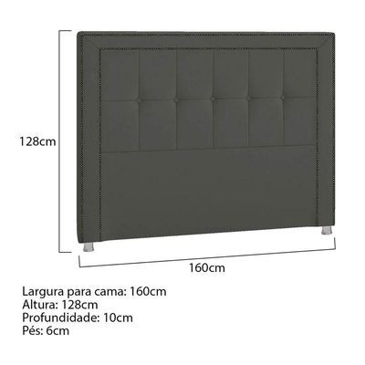 Cabeceira Queen P04 160 Cm Suede Cinza Escuro Tca 958