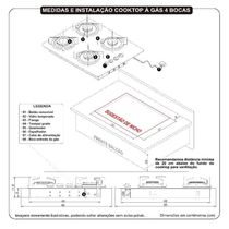 Cooktop Terim à Gás Trm 4b Vidro Preto Flange Inox Preto Bivolt
