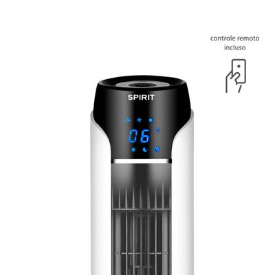 Ventilador de Torre 120cm Spirit Sky 45W de Potência com 3 Velocidades, Função Bom Sono e Vento Natural – Branco/Prata Branco,Prata / 220