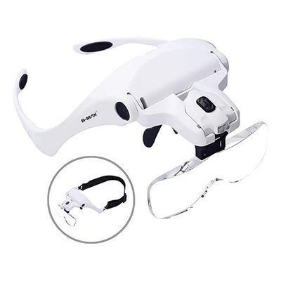 Óculos Lupa Cabeça Com 5 Lentes Led Branco