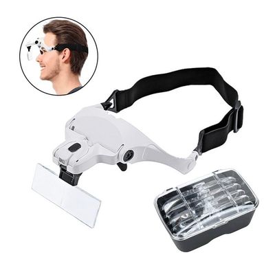 Óculos Lupa Cabeça Com 5 Lentes Led Branco