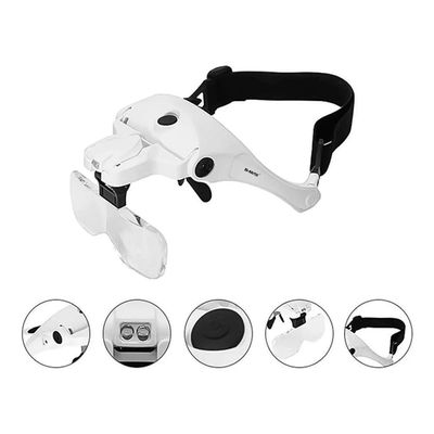 Óculos Lupa Cabeça Com 5 Lentes Led Branco