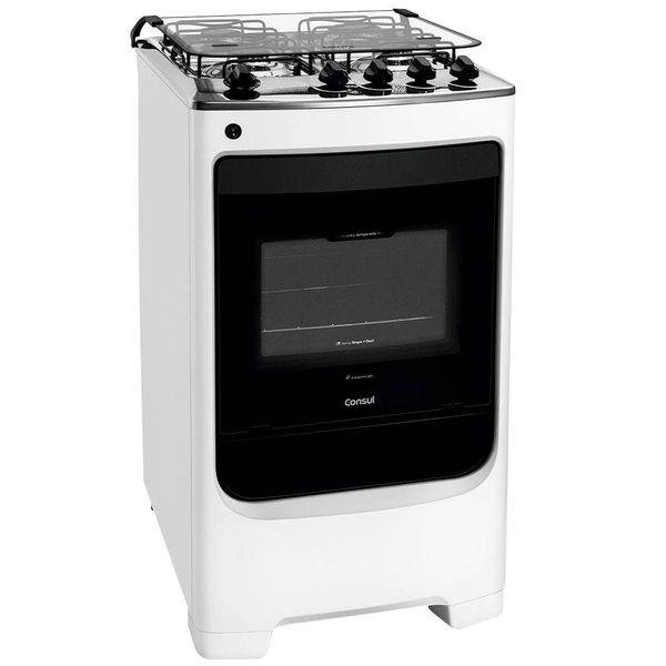 Fogão Consul 4 Bocas CFO4NAB com Mesa de Inox, Acendimento Automático e Design Frente Única Bivolt - Branco