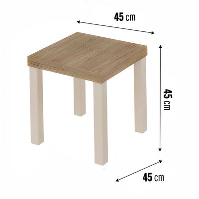Mesa de Apoio Artely Up Quadrada - Carvalho e Off White