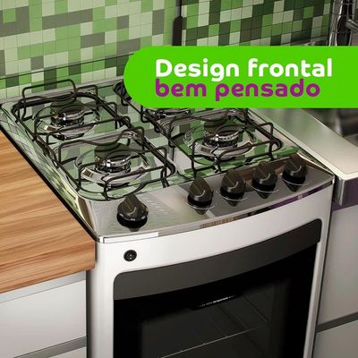 Fogão Consul 4 Bocas CFO4NAB com Mesa de Inox, Acendimento Automático e Design Frente Única Bivolt - Branco