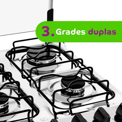 Fogão Consul 4 Bocas CFO4NAB com Mesa de Inox, Acendimento Automático e Design Frente Única Bivolt - Branco