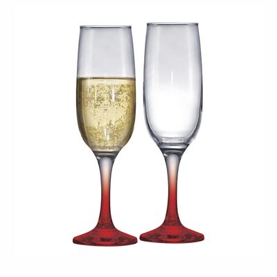 Taça para Champagne com Haste Vermelha Ruvolo Roma 215ml UNICA