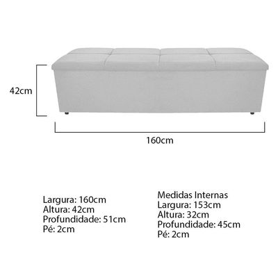 Calçadeira Munique 160cm Queen Size Corano Branco Adj Decor