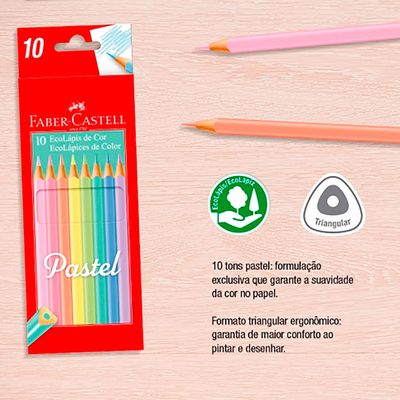 Lápis de Cor Faber-Castell Pastel Eco com 10 Cores UNICA