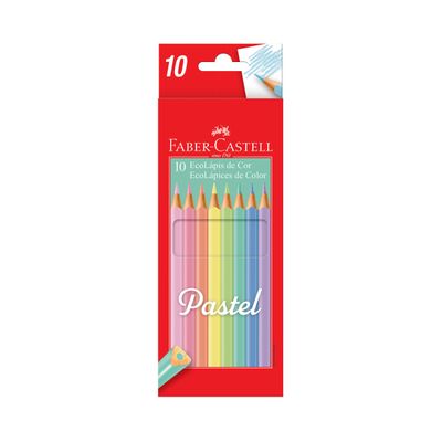 Lápis de Cor Faber-Castell Pastel Eco com 10 Cores UNICA