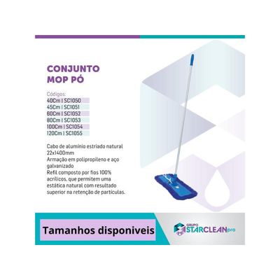 Conjunto Mop Pó Profi 120cm Eletrostático Com Cabo Starclean