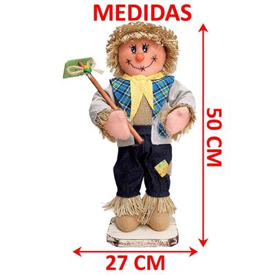 Kit Casal Espantalhos Festa Junina Fazenda Xará Sítio 50cm