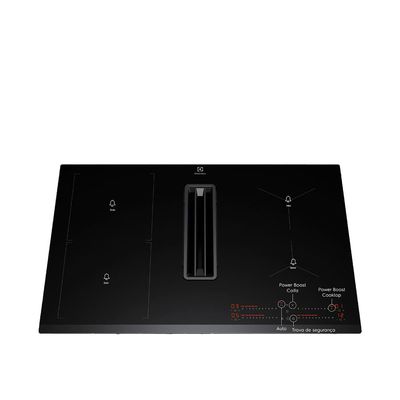 Cooktop de Indução 4 Bocas Electrolux 2 em 1 com Coifa Integrada Expert IE8CH, 9 Níveis de Potência, Display Digital e Painel Full Touch - 220V