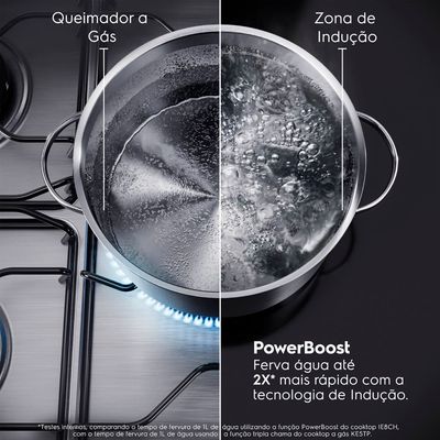 Cooktop de Indução 4 Bocas Electrolux 2 em 1 com Coifa Integrada Expert IE8CH, 9 Níveis de Potência, Display Digital e Painel Full Touch - 220V