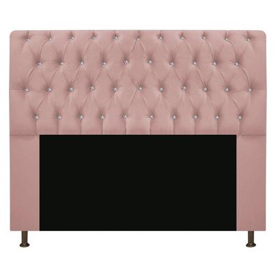Cabeceira Estofada Lady Com Strass 195cm Queen Size Suede