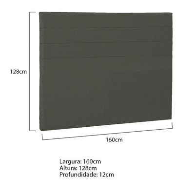 Cabeceira Queen Porto P04 160 Cm Suede Cinza Escuro