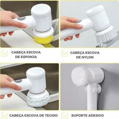 Escova Elétrica 5 em 1 Recarregável - Branco