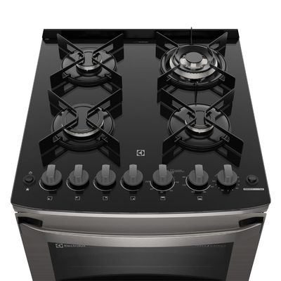 Fogão 4 bocas Electrolux Cinza Experience com Mesa de Vidro, Duplo Forno e PerfectCook360 (FE4DC) 127V