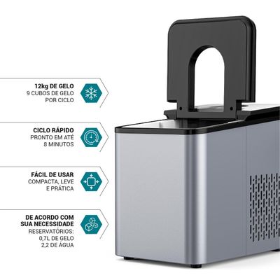 Máquina de Gelo Philco 12Kg 2,2L PMG12A 220V
