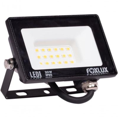 Kit 5 Refletor Led 20w 3000k Preto Bivolt Foxlux