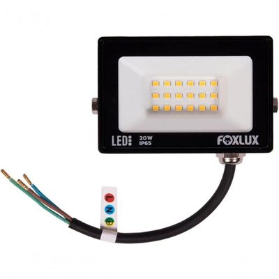 Kit 5 Refletor Led 20w 3000k Preto Bivolt Foxlux