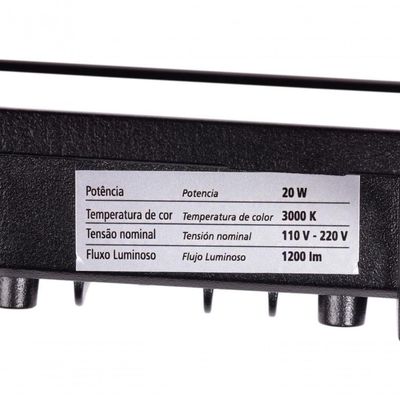 Kit 5 Refletor Led 20w 3000k Preto Bivolt Foxlux