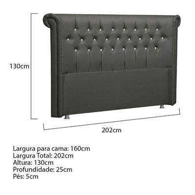 Cabeceira Queen Brescia P04 160 Cm Suede Cinza Escuro