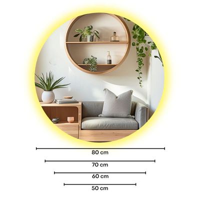 Espelho Redondo Com Iluminação Led Branco Frio - 6000k - 60x60 Cm