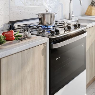 Fogão 5 bocas Electrolux Branco Efficient Mesa Inox, PerfectCook e VaporBake® (FE5IW) Bivolt