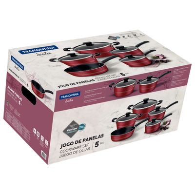 Conjunto de Panelas Tramontina Sicilia com Revestimento Antiaderente Starflon Excellent Vermelho – 5 Peças