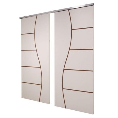 Porta Dupla Branco Prime Frisada Kit Alumínio F07 - 210x140