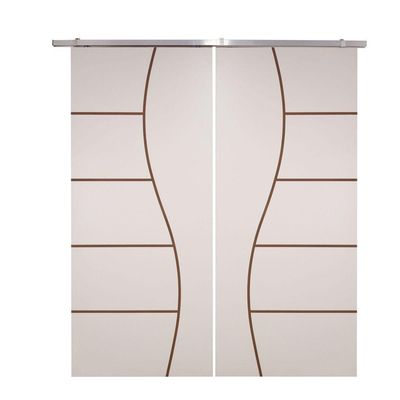 Porta Dupla Branco Prime Frisada Kit Alumínio F07 - 210x140