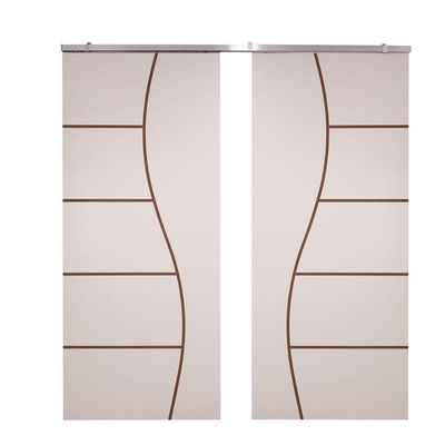 Porta Dupla Branco Prime Frisada Kit Alumínio F07 - 210x140