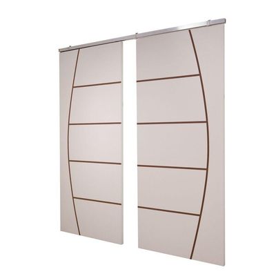 Porta Dupla Branco Prime Frisada Kit Alumínio F04 - 210x180