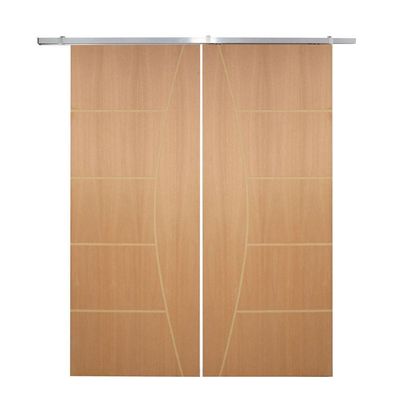 Porta Dupla De Correr P- Verniz Frisada F10 - 210x180