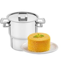 Cuscuzeira Tramontina Brava em Aço Inox com Alças e Tampa 14 cm 2,1 L