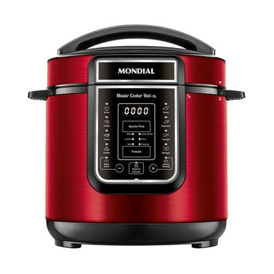 Panela de Pressão Elétrica Digital 6L, Mondial, Vermelho e Inox - PE-60-6L-RI 127V