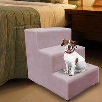 Escadinha Rampa Subir Sofá Cama Cães Cachorro Gato Suede Rosê
