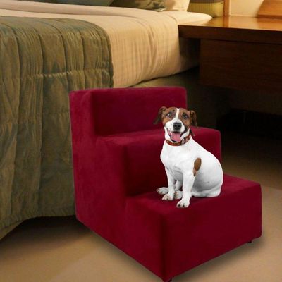 Escadinha Rampa Subir Sofá Cama Cães Cachorro Gato Suede Vermelho