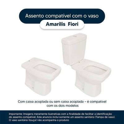 Tampa De Vaso Sanitário Decorado Amarilis Branco Para Bacia Fiori