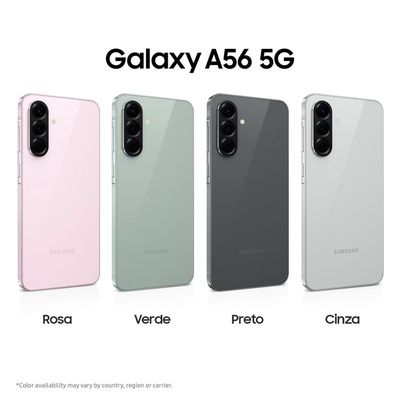 Smartphone Samsung Galaxy A56 5G Preto 128GB, 8GB RAM, Câmera Tripla até 50MP, Tela Super AMOLED 6.7", IP67, NFC, Vídeo HDR e Recursos AI