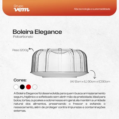 Boleira Elegance Redonda Com Tampa 30cm