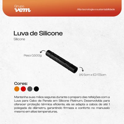 Luva De Silicone 17,5cm Vermelha Para Cabo De