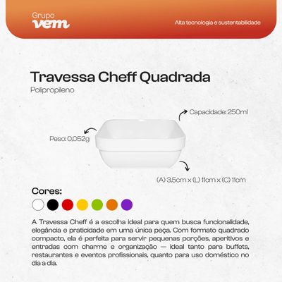 Travessa Cheff Quadrada 250ml Vermelha em