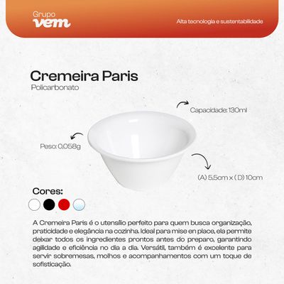 Cremeira Paris 130ml Preta em Policarbonato